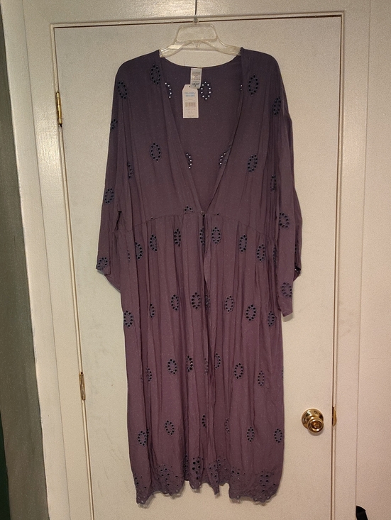 Time and Tru Other - Purple Embroidered Long Kimono Cardigan